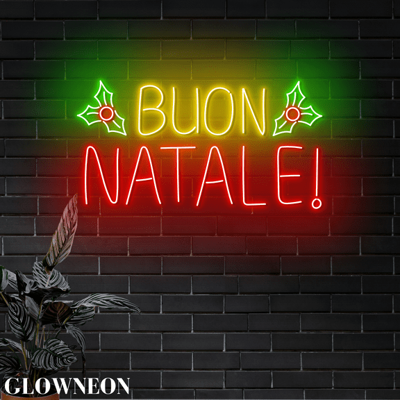 Glowneon Italian Buon Natale Led Light Up, Buon Natale Christmas Sign
