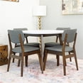 thumbnail image 3 of Cambria 5-Piece Mid-Century Dining Room Set w/4 Fabric Dining Chairs in Gray, 3 of 6