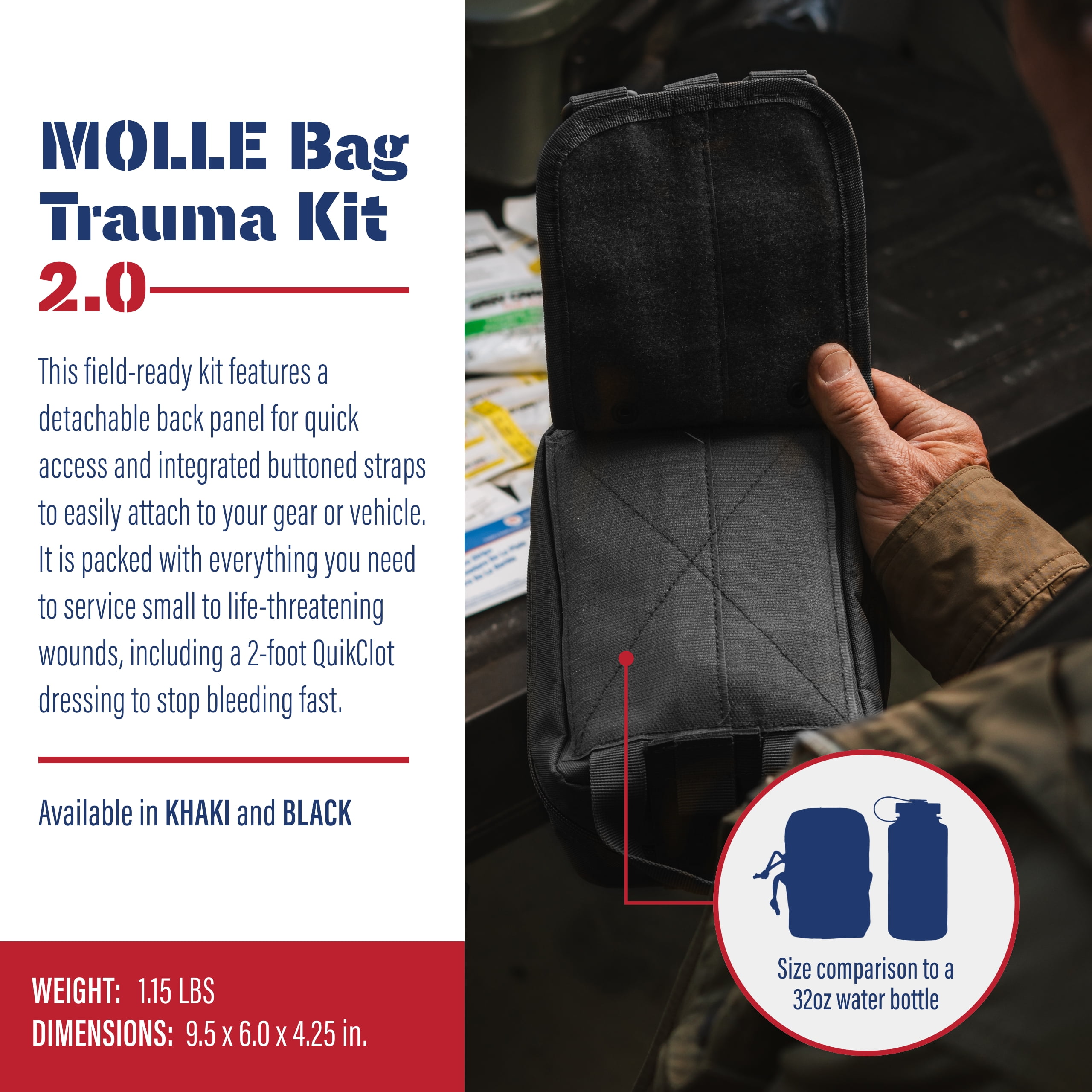 Adventure Medical MOLLE Bag Trauma Kit 2.0, Black Bag