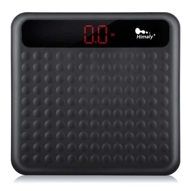 Báscula digital de baño Himaly, tecnología Step-On, báscula de alta precisión con plataforma grande de silicona antideslizante y pantalla LCD digital, capacidad de 400 lb/180 kg.