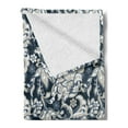 thumbnail image 2 of East Soft Flannel Fleece Blanket, Floral Illustration Oriental Eastern Style with Traditional Influences, Cozy Plush for Indoor and Outdoor Use, 70" x 90", Dark Blue Grey and Beige, by Ambesonne, 2 of 5