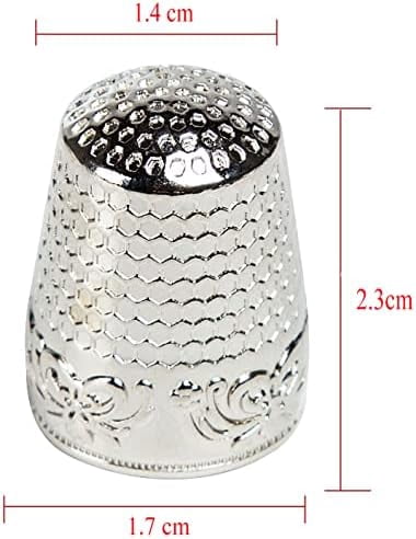 AXEN 4 Pieces Sewing Thimble, Metal Sewing Thimble Finger Protector, Accessories DIY Sewing Tool, Silver