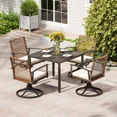 thumbnail image 2 of LAUSAINT HOME Patio Dining Set, 5-Piece Outdoor Wicker Furniture with Rectangular Table and 6 Swivel Chairs, Brown, 2 of 9