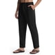 thumbnail image 1 of Pantalones de lino Libin para hombre, casual, playa, color negro, talla S, 1 of 6