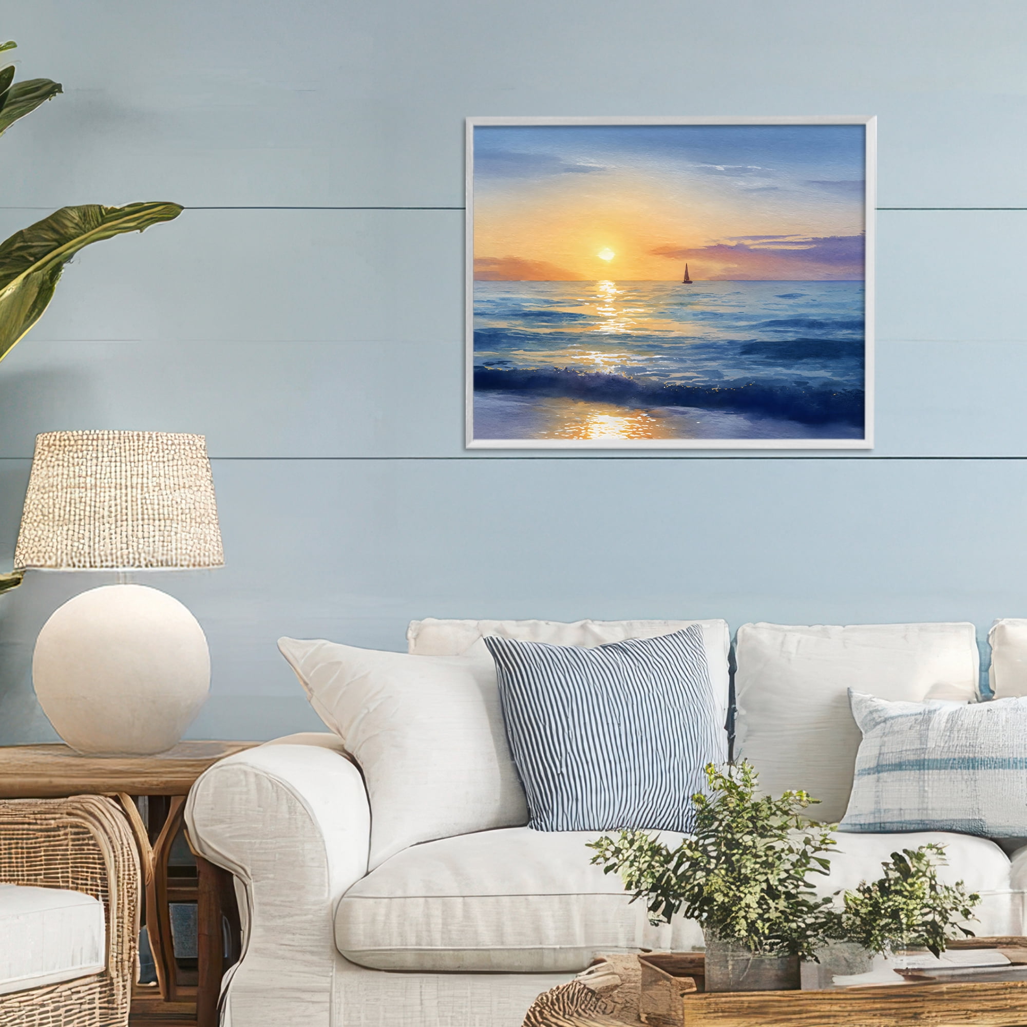 Stupell Industries Sails To The Sun At Sea White Framed Giclee Art, design by Franklyn Gregory