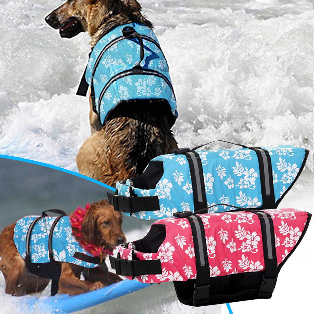 Medium MIGOHI Dog Life Jacket Ripstop Pet Floatation Safety Vest Adjustable Swimsuit Reflective Preserver with Rescue Handle for Swimming and Boating Small Medium, Blue Large Dogs 