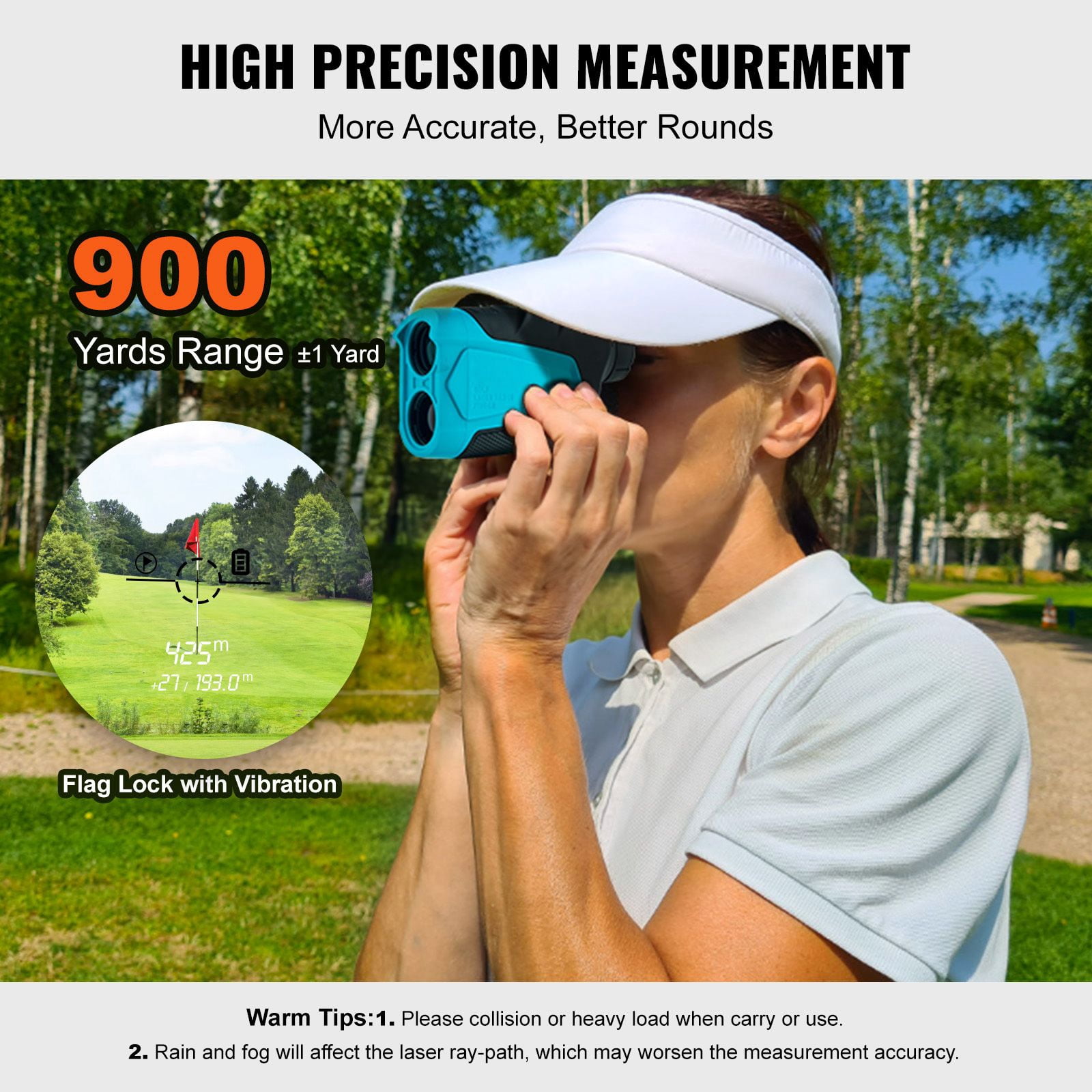 Generic 900 Yards Laser Golf Rangefinder, 6X Magnification Hunting Distance Measurer with External Magnet Mount, 1-piece