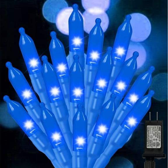 Blue Christmas Mini Lights, 32.5FT 100 LED Clear Bulbs String Lights with 16 Light Modes, Fairy Lights Plug in for Outdoor Xmas Trees Garland Wreath Holiday Decorations