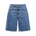 thumbnail image 4 of Kvture Women Jorts Baggy Jeans Jorts Outfits Mid-Low Waisted Denim Y2K Shorts Summer Hot Short Pants Streetwear Blue M, 4 of 5