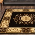 thumbnail image 2 of Formal Medallion Border Ultra-Soft Indoor Area Rug or Runner, 5' x 5', Coffee by Blue Nile Mills, 2 of 6