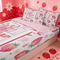 thumbnail image 3 of meiyoeat Bowknot Letter Zipper Comforter Set with Fitted Sheet and 2 Pillowcases for Kids, Fruit Strawberry Zipper Bedding Set, Pink, Pink Reversible, 3pcs, 3 of 6