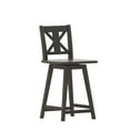 thumbnail image 2 of Emma + Oliver Carved Back Wooden Frame Swivel Counter Stool, Graywash Walnut, 2 of 12