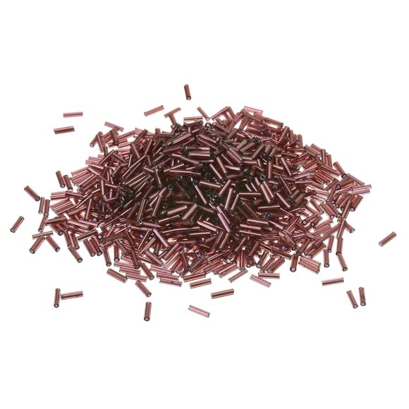 1200Pack Bugle Beads, 6.8x1.8mm Purple Tube Spacer Beads Lined Glass Beads for Jewelry Making