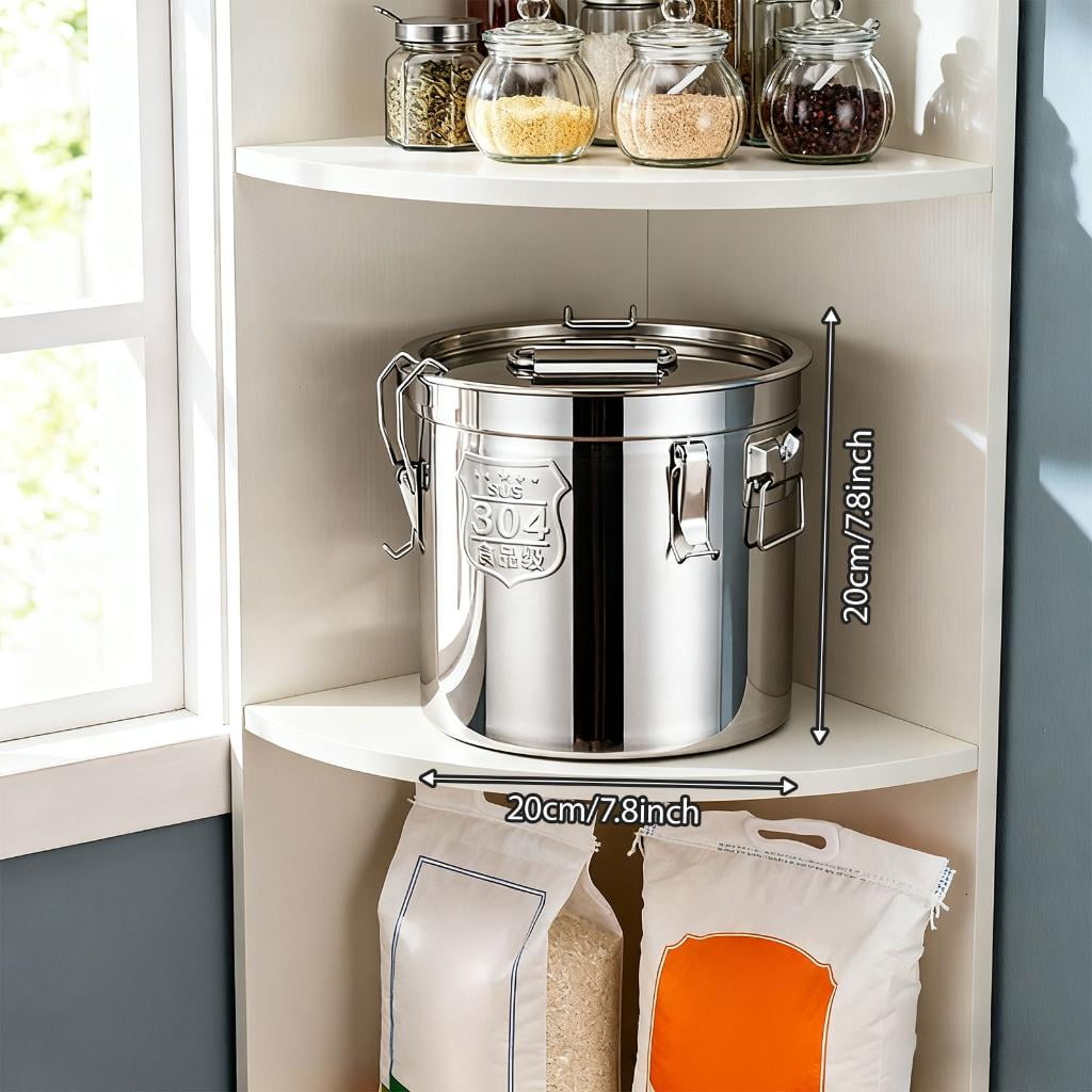 Giaone 6L Nonrust Steel Airtight Storage Container Food Grade 304 3 Seal Design