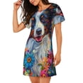 thumbnail image 2 of Daiia Oil Painting Sunflower Puppy Print Women's Nightshirt Soft Nightgowns for Women Short Sleeve dress Short-sleeved Sleepwear, 2 of 6