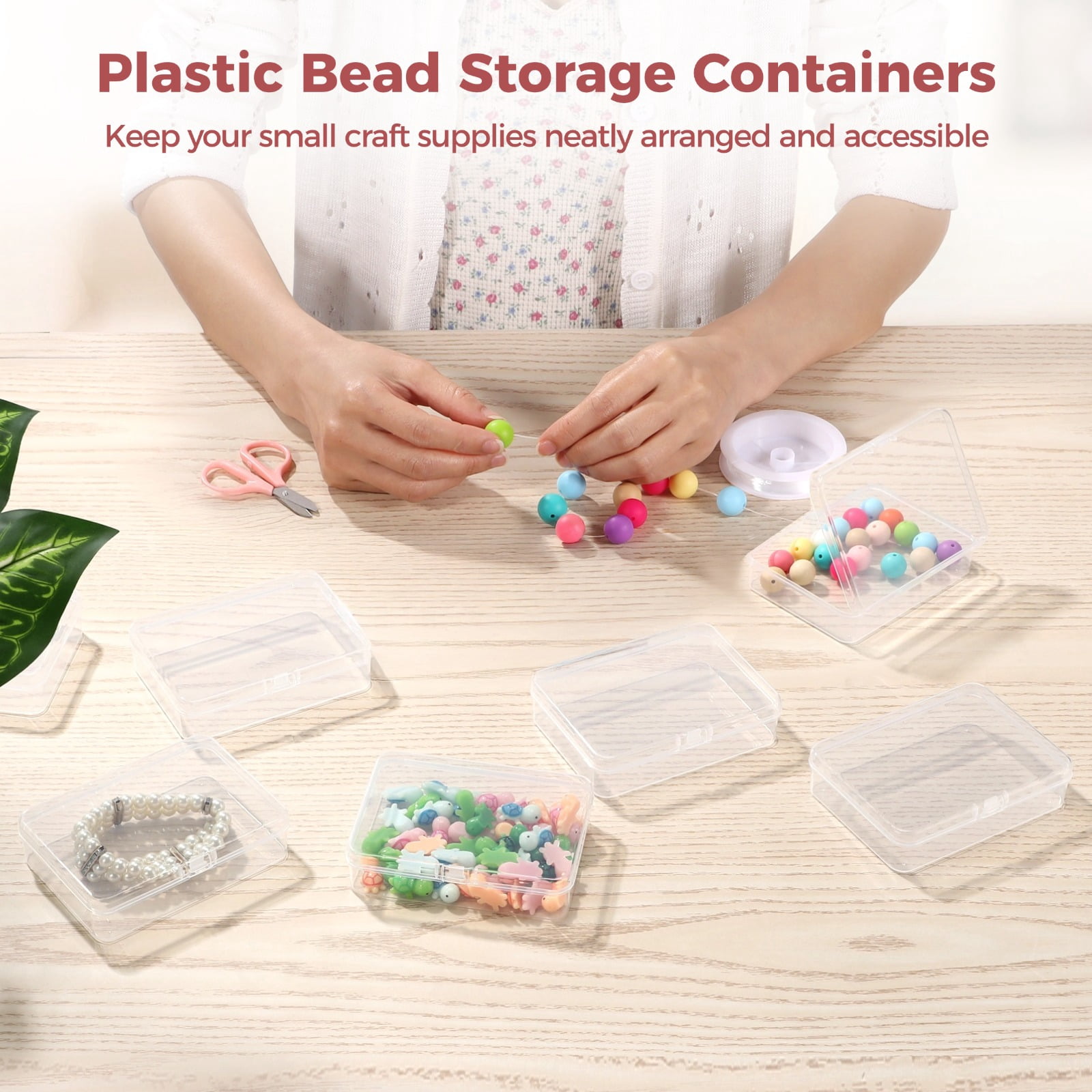 36 Pcs Plastic Bead Storage Containers, 4.5x3.3x1.1" Small Storage Boxes, Clear Rectangle Containers with Hinged Lids, Mini Organizer Cases for Jewelry, Crafts, Small Items, Parts