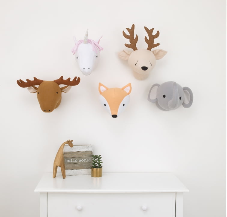 stuffed animal head wall decor