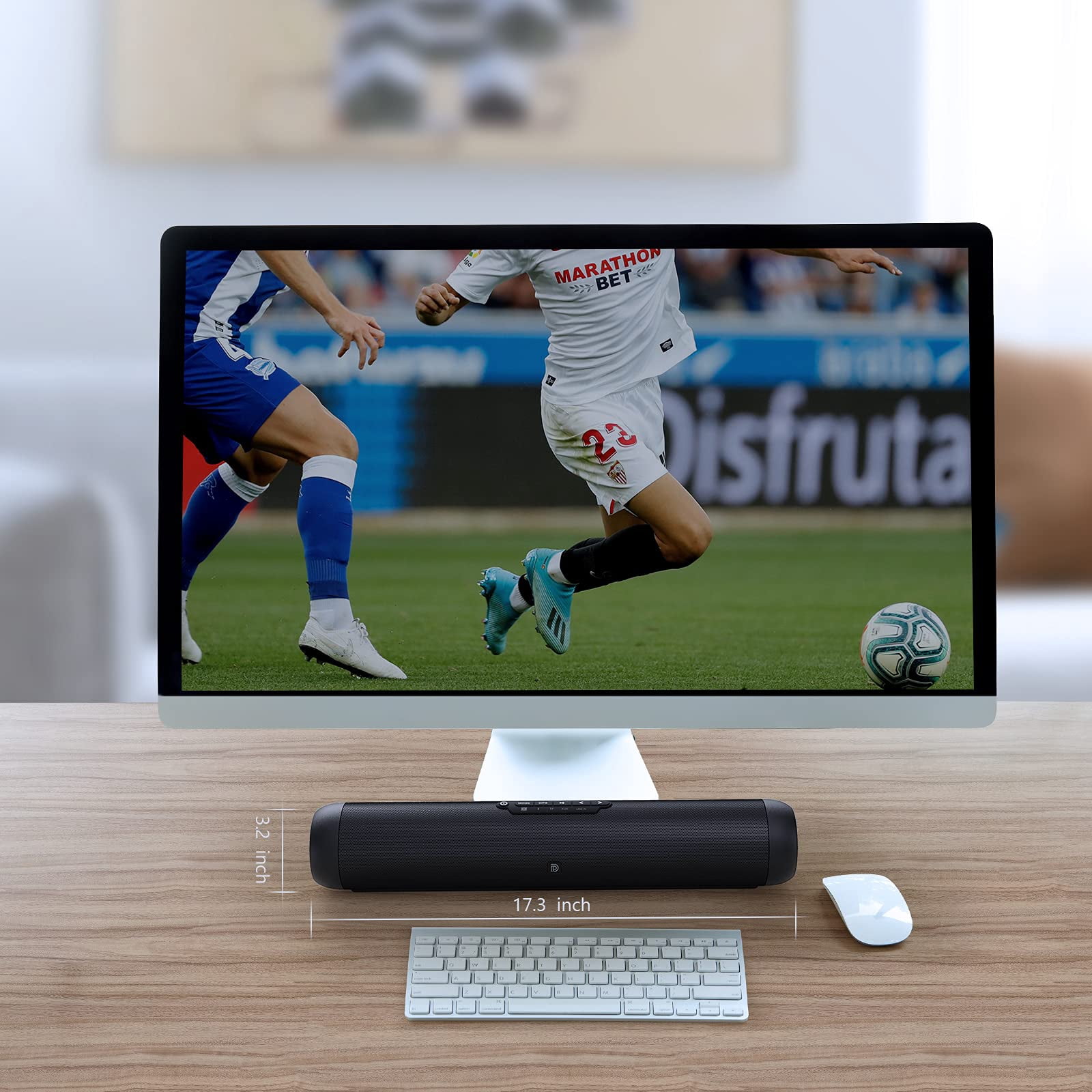 DOSS Sound Bar for TV with Dual Subwoofers, HD 3D Stereo Speaker and Midrange Drivers, Wired & Wireless Bluetooth 5.0, Three Sound Modes, Muti-Connections, Remote Control, Speaker for TV