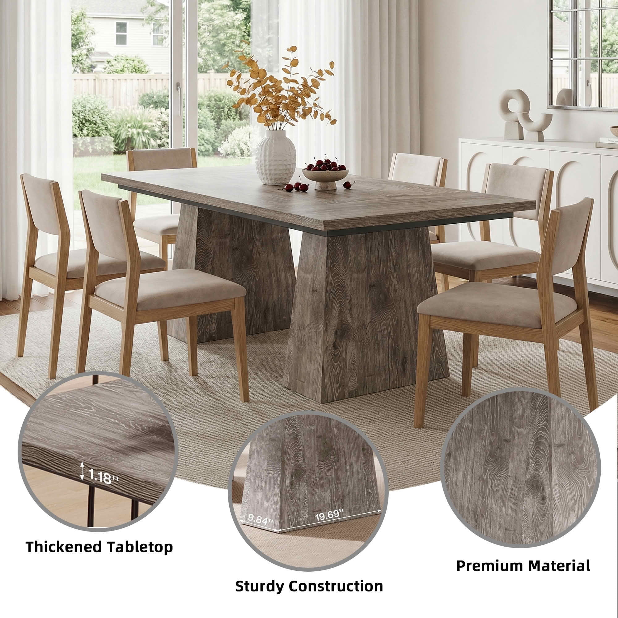 MAYEERTY 63" Rustic Dining Table, Heavy-Duty Multipurpose Table for Home & Office, Easy Assembly