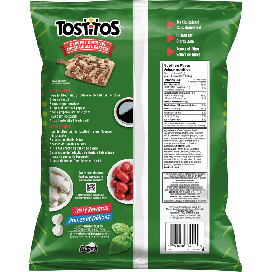 Tostitos Hint of Jalapeno Flavor Tortilla Chips, 245g/8.6 oz. Bag