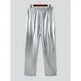 thumbnail image 4 of INCERUN Men's Coated Shiny Stretch Trousers Sliver Feel Elegant Pants, 4 of 6
