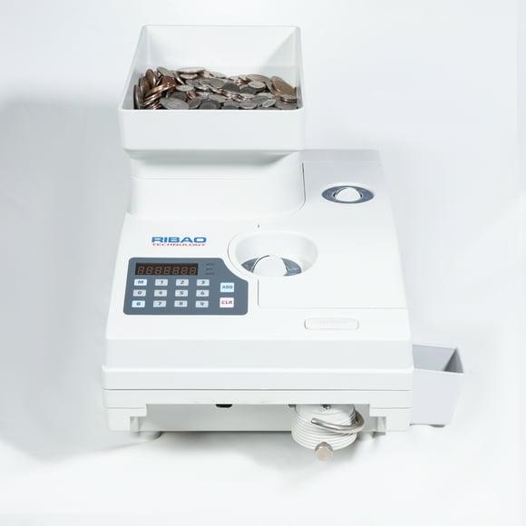 RIBAO Technology Electric Coin Counter, Heavy Duty Bank Grade Coin Sorter with Large Hopper, Two-Year Warranty, Multicolor