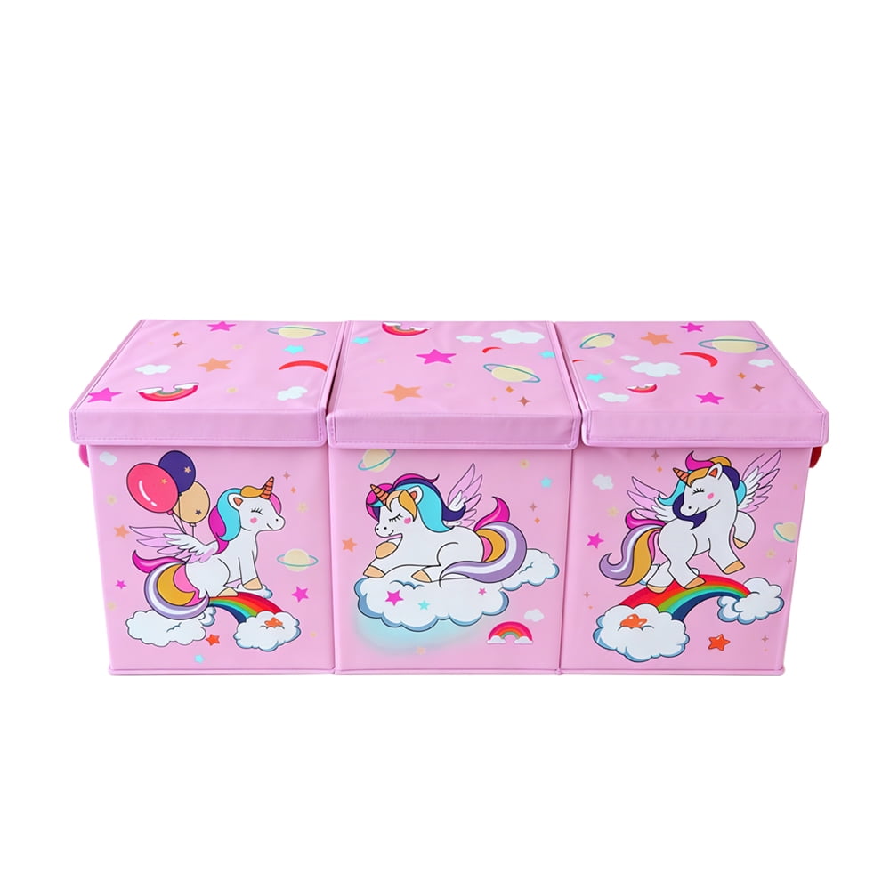 Pink covered large toy box -38.5-inch foldable storage box for children, foldable toy box for game rooms, daycare centers, wardrobes - multifunctional box for books and clothing