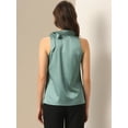 thumbnail image 4 of DARING DIVA Bow Tie Neck Solid Work Blouse Top S Pea Green, 4 of 6