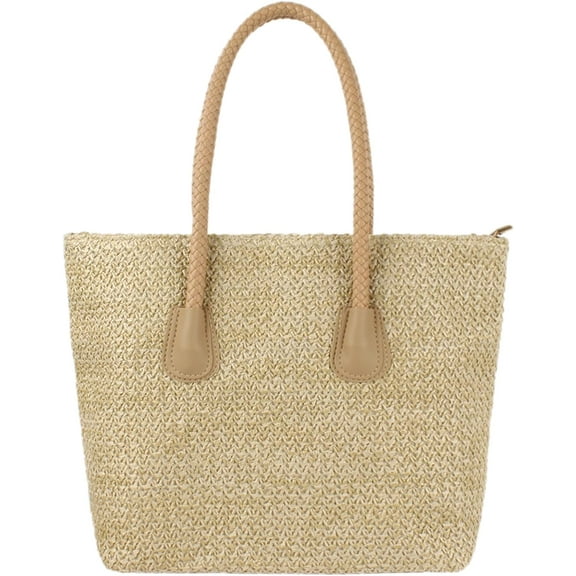 LinYooLi Women Straw Crochet Tote Bohemian Summer Beach Bag Large Handmade Shoulder Bag