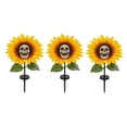 thumbnail image 2 of Halloween Solar Sunflower Skull Stake Light, Spooky LED Skull Flower Pathway Light, Halloween Solar Garden Stake Light with LED Skull Flower, 3pc, 60*25cm, 2 of 6
