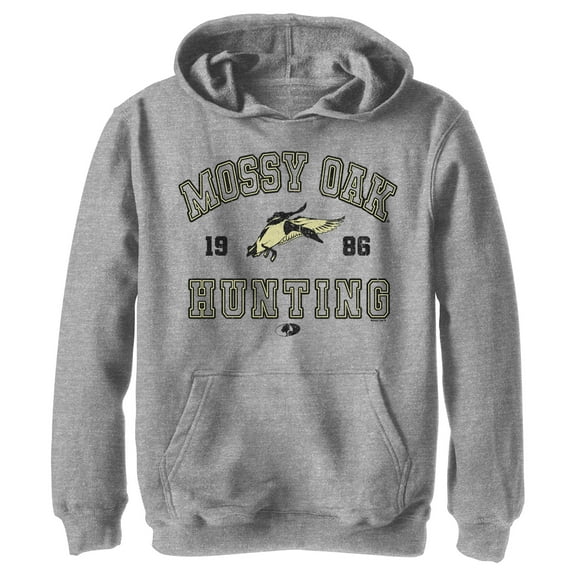 Boy's Mossy Oak 1986 Hunting Logo Pull Over Hoodie Athletic Heather Large