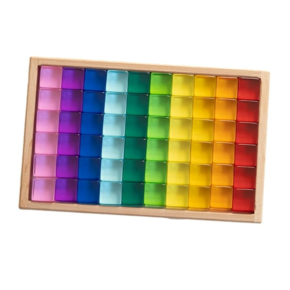Esquirla Ensemble de Cubes en Acrylique Blocs de Pierres Précieuses Arc-en-Ciel Transparents pour 60 Pcs