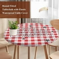 thumbnail image 3 of Red Plaid Christmas Round Tablecloth 45-54 Inch Round Fitted Table Cloth with Elastic Edge, Xmas Snowflake Merry Christmas Waterproof Table Cover Protector for Outdoor Picnic Party Dining, 3 of 6