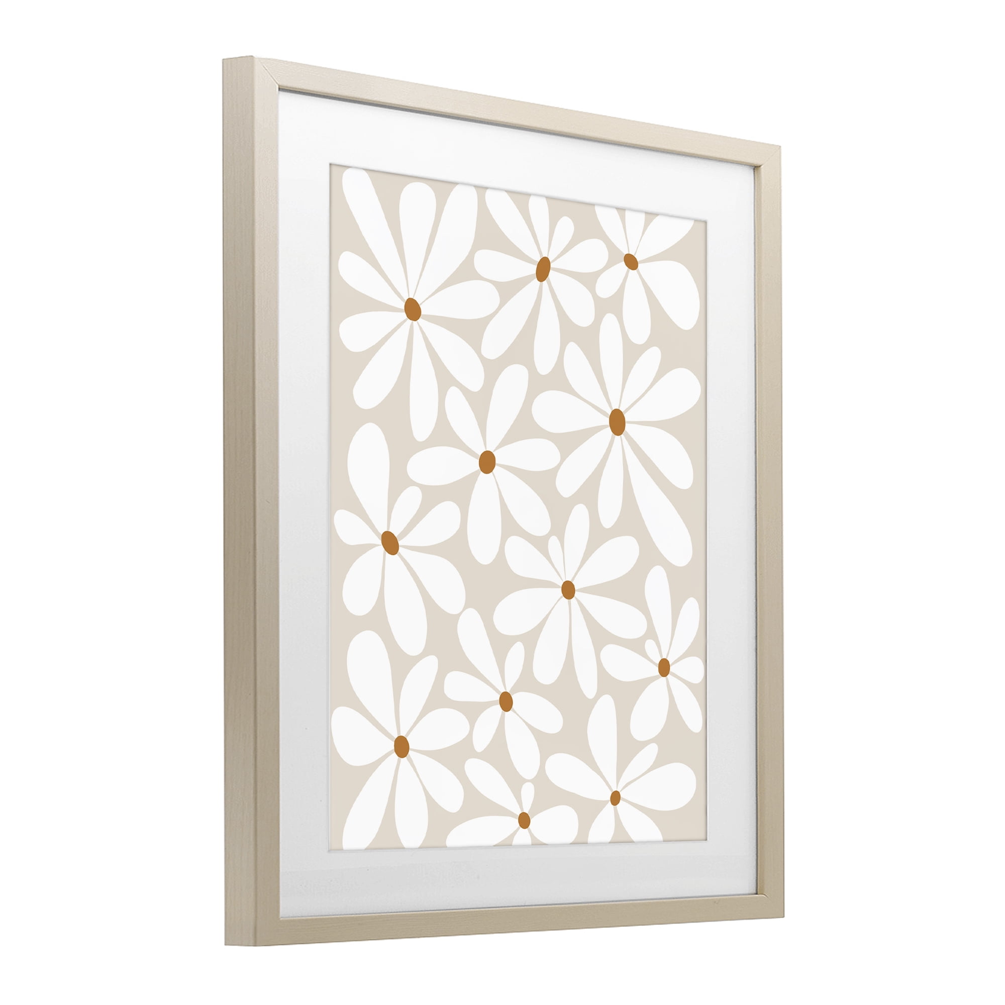 Stupell Industries Beige & White Daisies Birch Framed Print Under Glass, design by Susan Ball