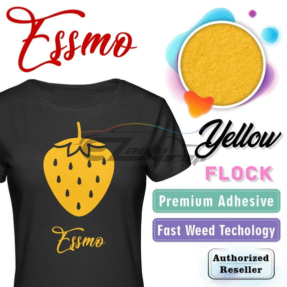 ESSMO Yellow Flock Heat Transfer Vinyl HTV Sheet T-Shirt 20" Wide Iron On Heat Press DF14 20"x96"