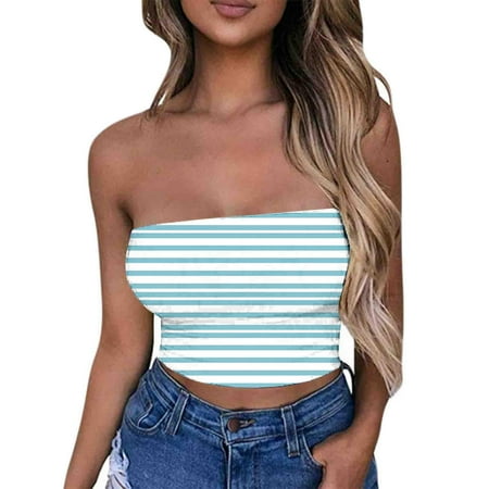 Flash Deals! pstuiky Tube Top  Women S Printed Strapless Yoga Bra  Exercise Chest Wrap Pullover  Comfortable Stretch Sports Bra For Yoga  Workout  And Fitness Strapless Tops