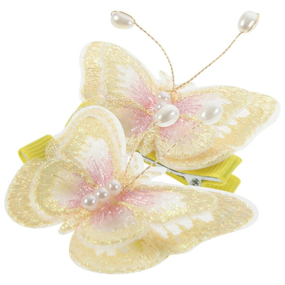 LOLIPPYY 2pcs Toddler Hair Accessories Double Layer Hair Clip Yellow Metal for Daily Wear 0.5*2.3*2.3in