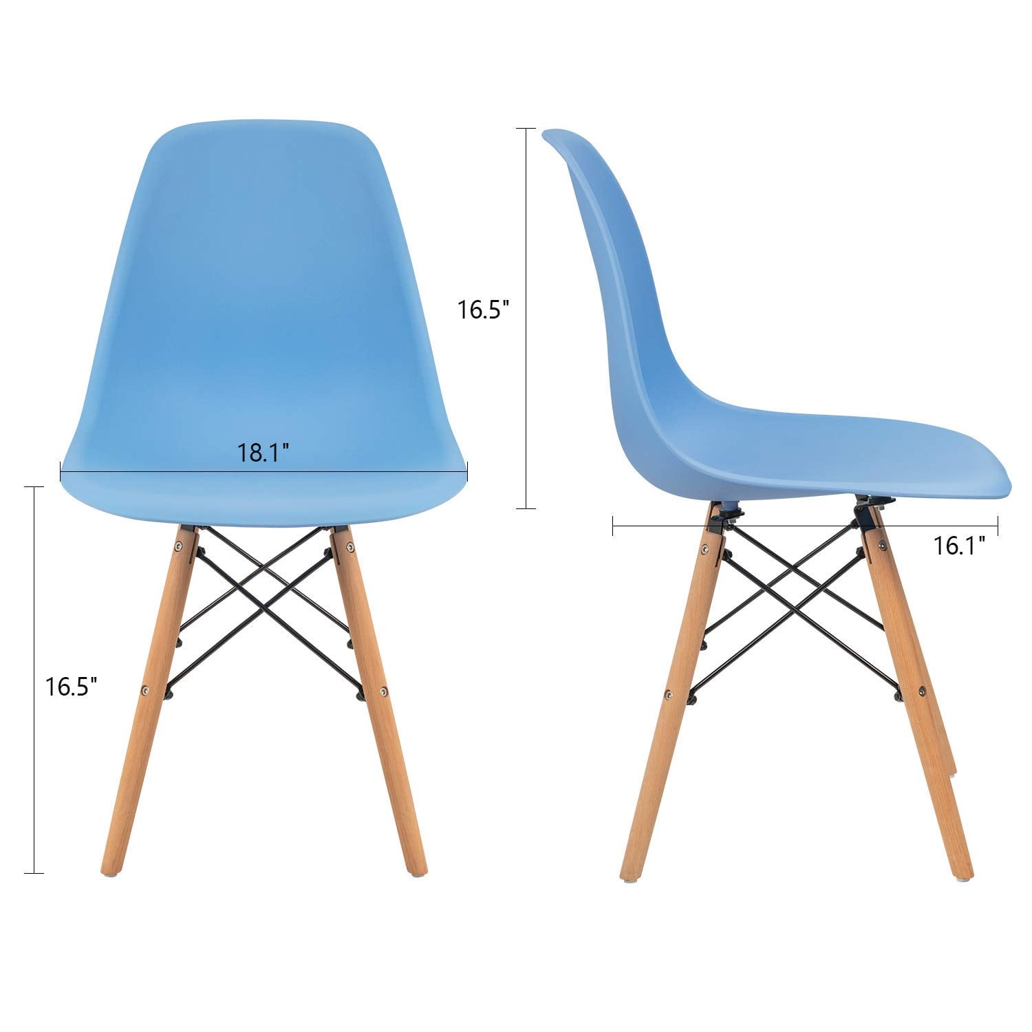 Lacoo Dining Chairs Pre Assembled Modern Style DSW Chair Classic Shell Armless Indoor Kitchen Dining Living Room Side Chairs Set of 4 (Blue)