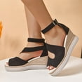 thumbnail image 4 of CQONEPT Wedge Sandals for Women Comfortable: Platform Sandalias Women - Slip on Shoes Sandals Dressy Summer Black Size 9, 4 of 8