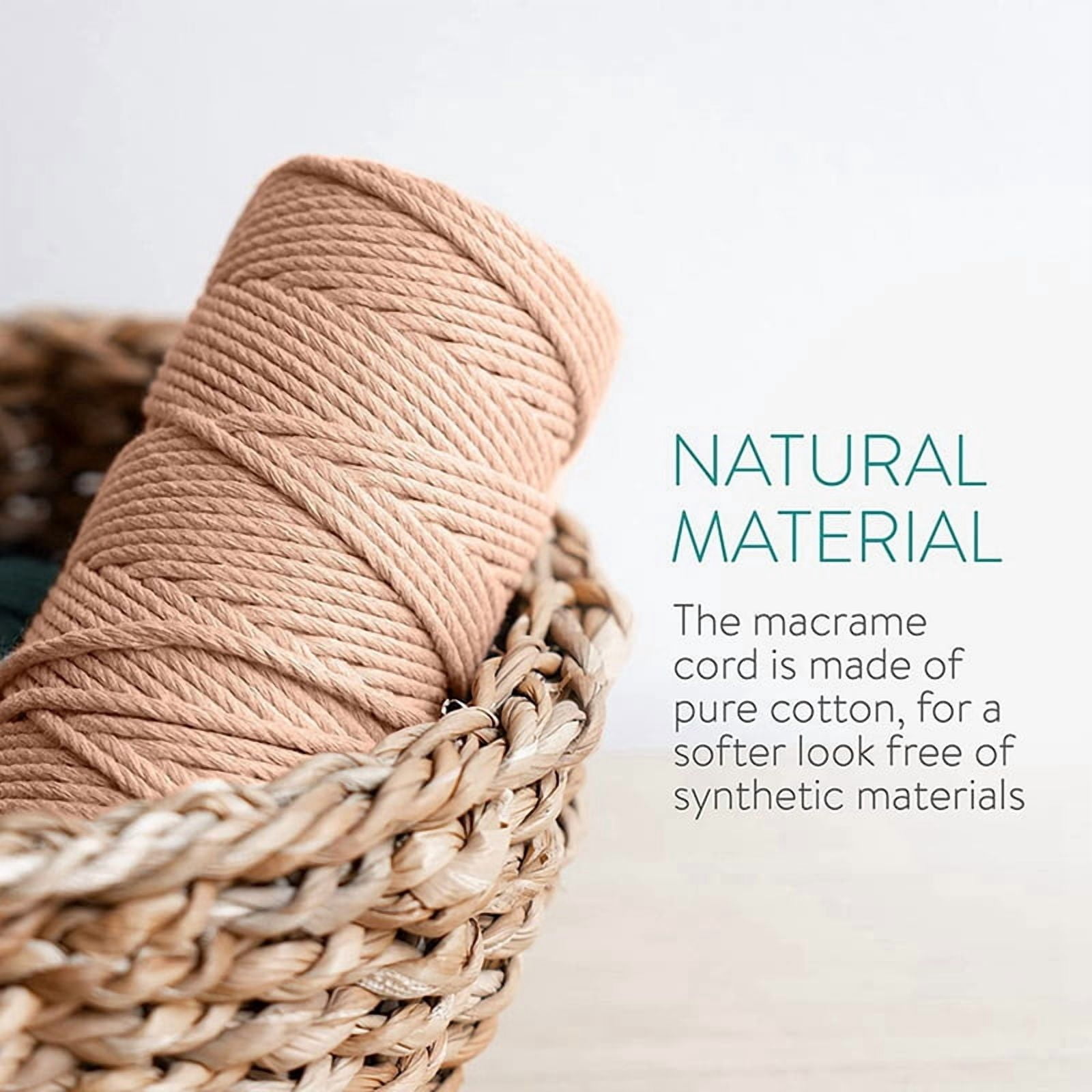 Macrame Yarn Set of 6 - Cotton Cord for DIY Projects Tapestry Dream Catcher - Cotton Cord - White Olive Green Pink