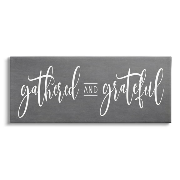 Stupell Industries Gathered & Grateful Fancy Cursive Thankful Family Graphic Art Gallery Wrapped Canvas Print Wall Art, Design by Lettered and Lined