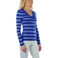 thumbnail image 4 of ToBeInStyle Women's Striped Classic Long Sleeve V-Neck Pullover Sweater - Bright Royal - Medium, 4 of 6