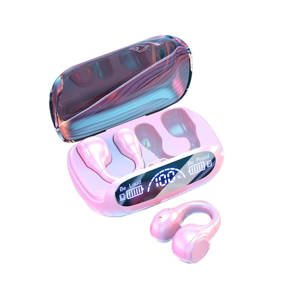 Blasgw Wireless Ear Clip Skeleton Conduction Headphones Bluetooth 5.3 Waterproofs Open Ear Headphones Apply For Running Sports Cycling Driving Pink