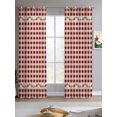 thumbnail image 2 of Western Texas Star Retro Sheer Curtains 63 Inch Length 2 Panels Set for Living Room/Bedroom, Country Vintage Red Beige Plaid Kitchen Curtains Grommet Semi-Sheer Curtains Window Treatments 42"x63"x2, 2 of 7