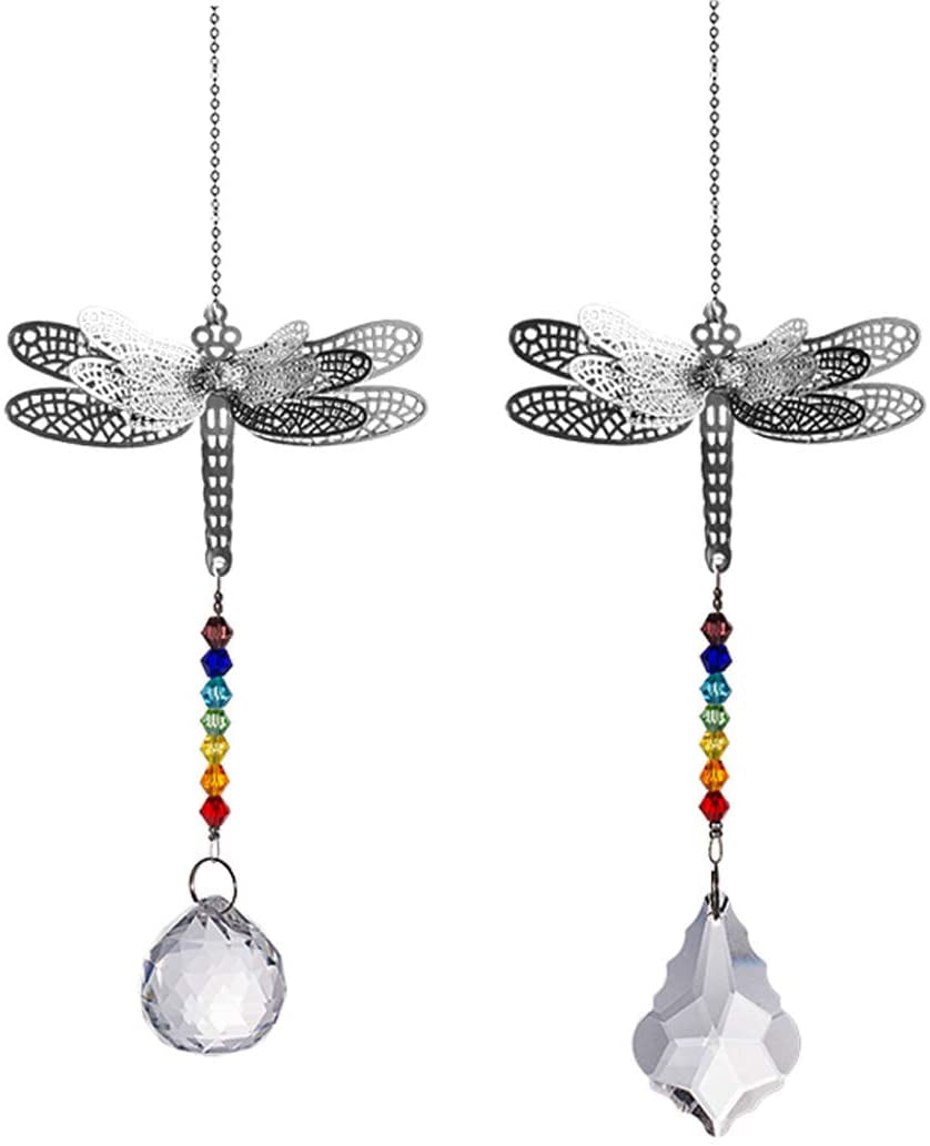 Suncatcher Prisms Glass Rainbow Maker Window Hanging Dragonfly Pendant Pack Of 2 