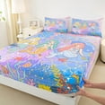 thumbnail image 3 of Manfei Watercolor Cartoon Mermaid Bed Sheets Twin,Ocean Coral Starfish Bedding Twin Size,Magic Sealife Animal Sheet Set Twin For Girls,Super Cozy Bedroom Decoration,3-Piece, 3 of 7