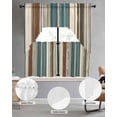 thumbnail image 2 of Teal Boho Stripes Swag Curtains for Living Room/Bedroom Windows, Modern Bohemia Brown Beige Texture Kitchen Curtains and Valances Set 36 Inch Length, Light Filtering Swags Valance Curtain Panels, 2 of 5