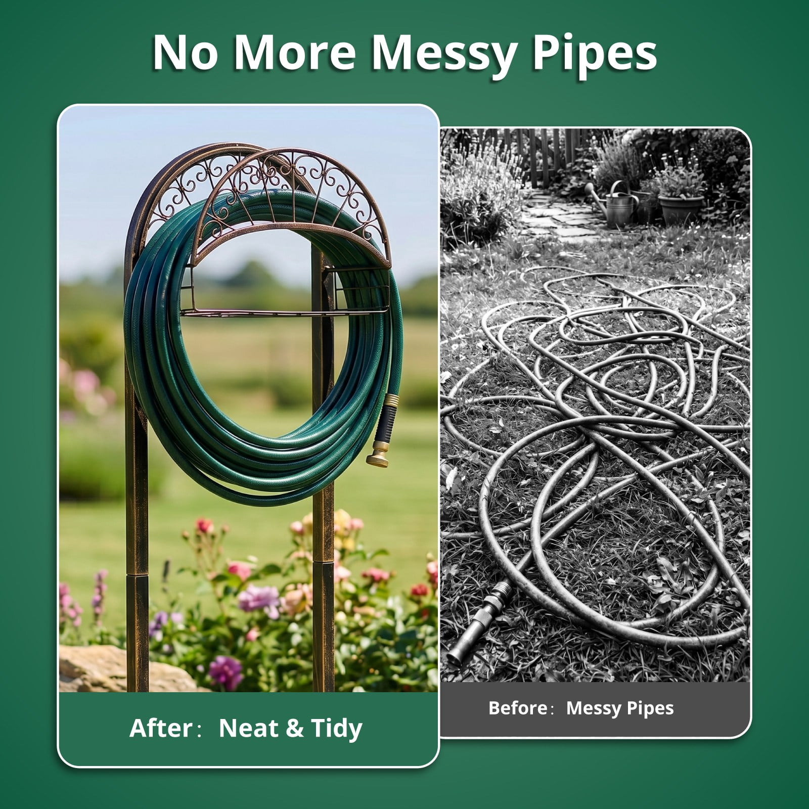 Heavy-Duty Garden Hose Holder with Sturdy Base and Storage Basket