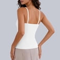 thumbnail image 4 of Miluxas Women's Ribbed Scalloped Lace Trim Camisole V-Neck Adjustable Spaghetti Strap Slim Fit Tank Top for Layering & Loungewear White, 4 of 6