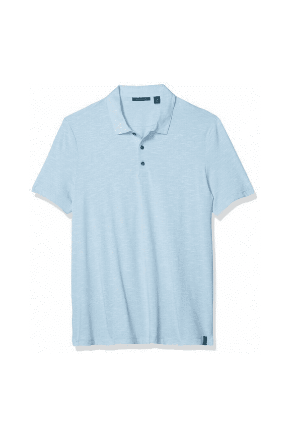 Men's Textured Short Sleeve Polo Shirt CERULEAN, L